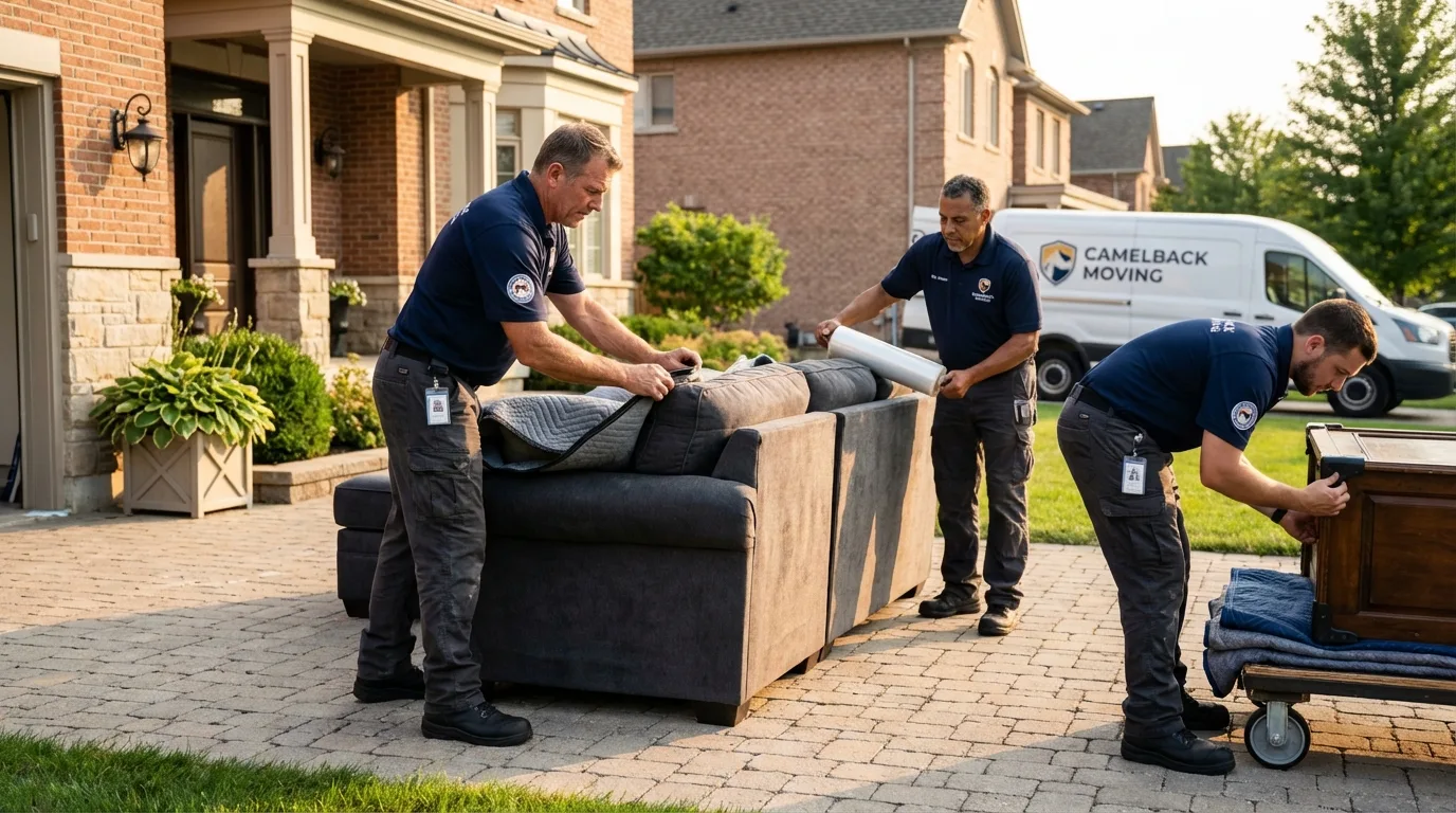Large estate moving crew wrapping furniture in Elsberry, MO